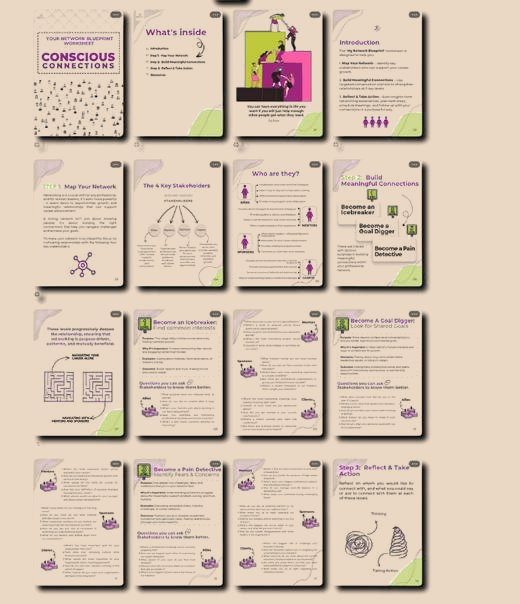 Pages from the Conscious Connections network blueprint worksheet